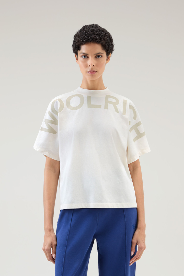 Zuiver katoenen T-shirt met maxi-print Wit photo 1 | Woolrich