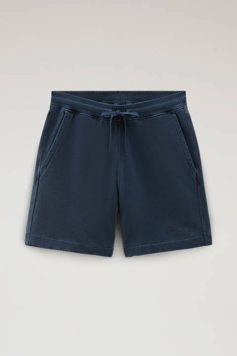 Stückgefärbte Sportshorts aus reinem Baumwollfleece Blau photo 2 | Woolrich