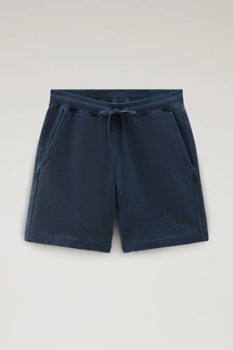 Shorts de sport teint en pièce en pur coton molletonné Bleu photo 2 | Woolrich