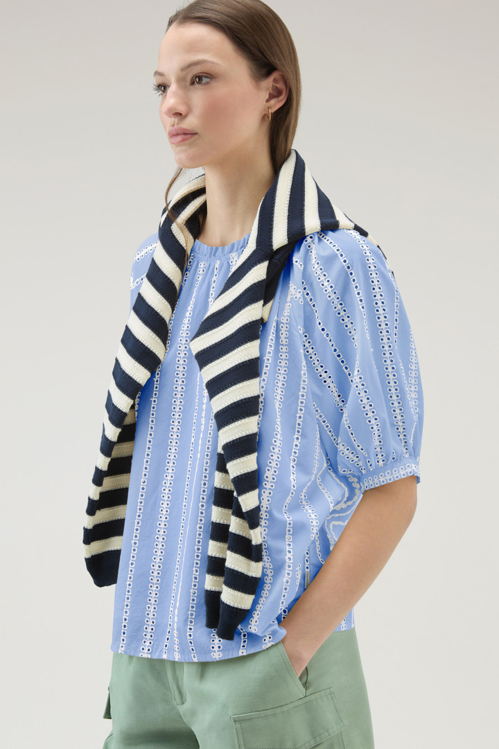Embroidered Blouse in Pure Cotton Blue photo 4 | Woolrich