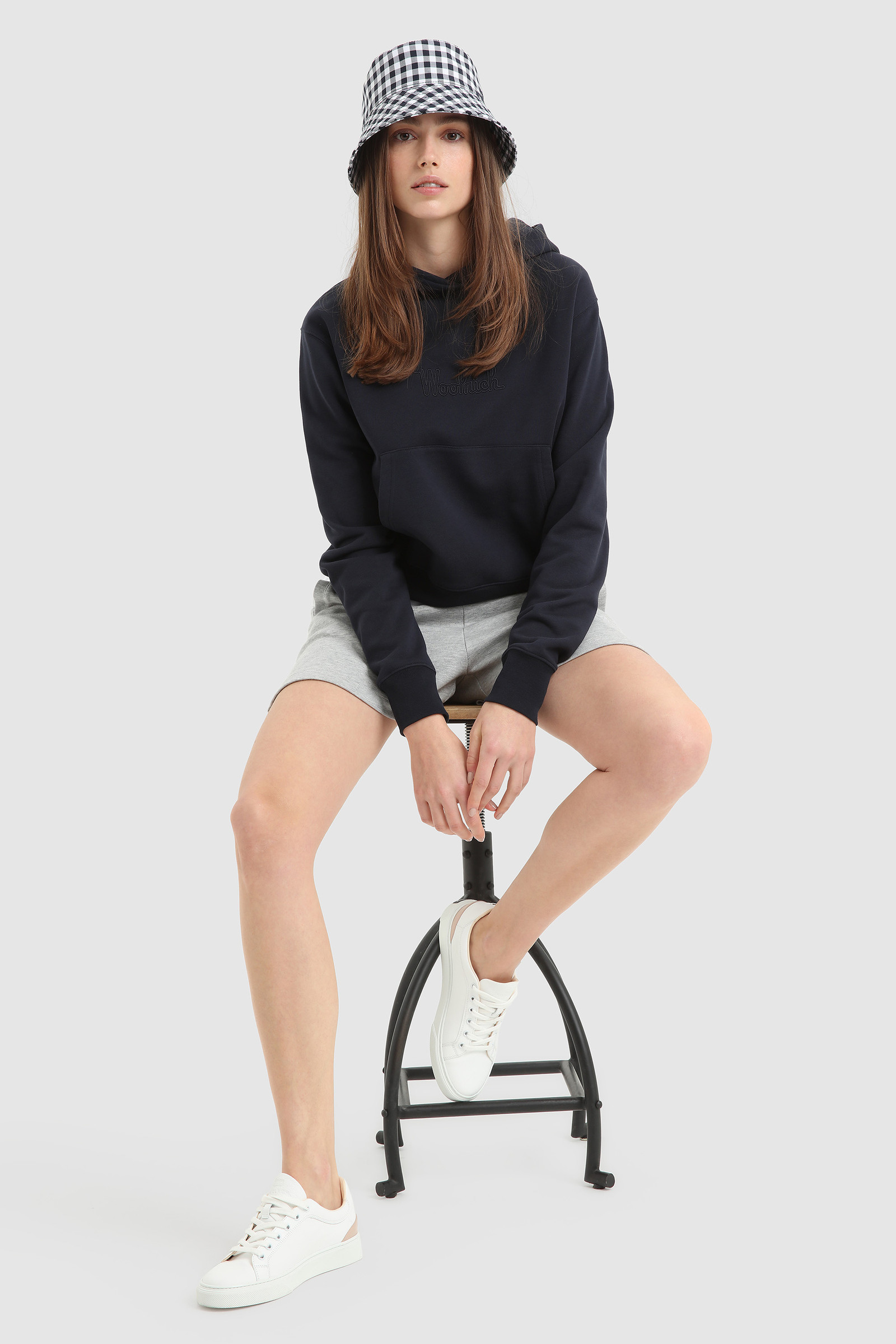 Fleece Hoodie with Embroidered Vintage Logo Blue photo 2 | Woolrich