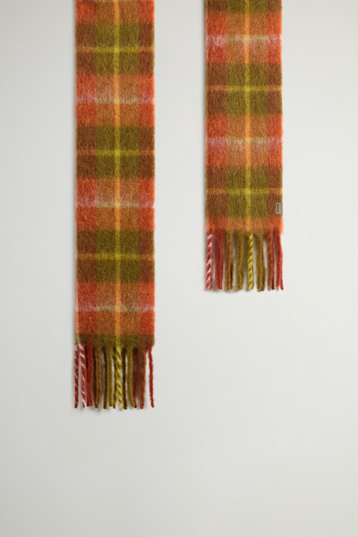 Alpaca, Mohair and Virgin Wool Scarf with Checked Pattern Orange photo 2 | Woolrich