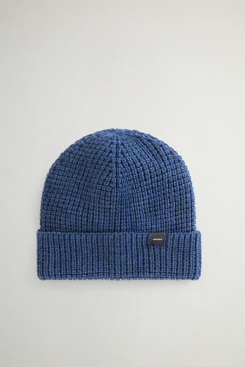Berretto in pura lana vergine Merino in maglia a nido d'ape Blu | Woolrich