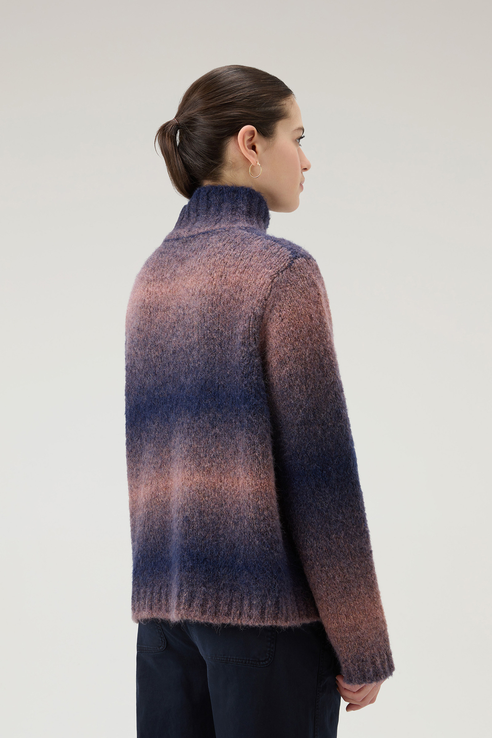 Women's Turtleneck Sweater in Alpaca Blend with Dégradé Effect