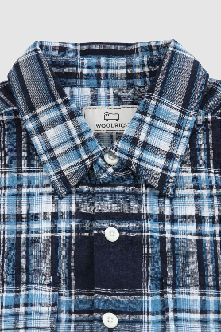Chemise en popeline à boutons pour garçon bleu photo 3 | Woolrich