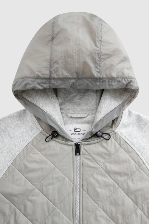 Sudadera Full Zip con capucha y acolchado de nailon arrugado grey photo 2 | Woolrich