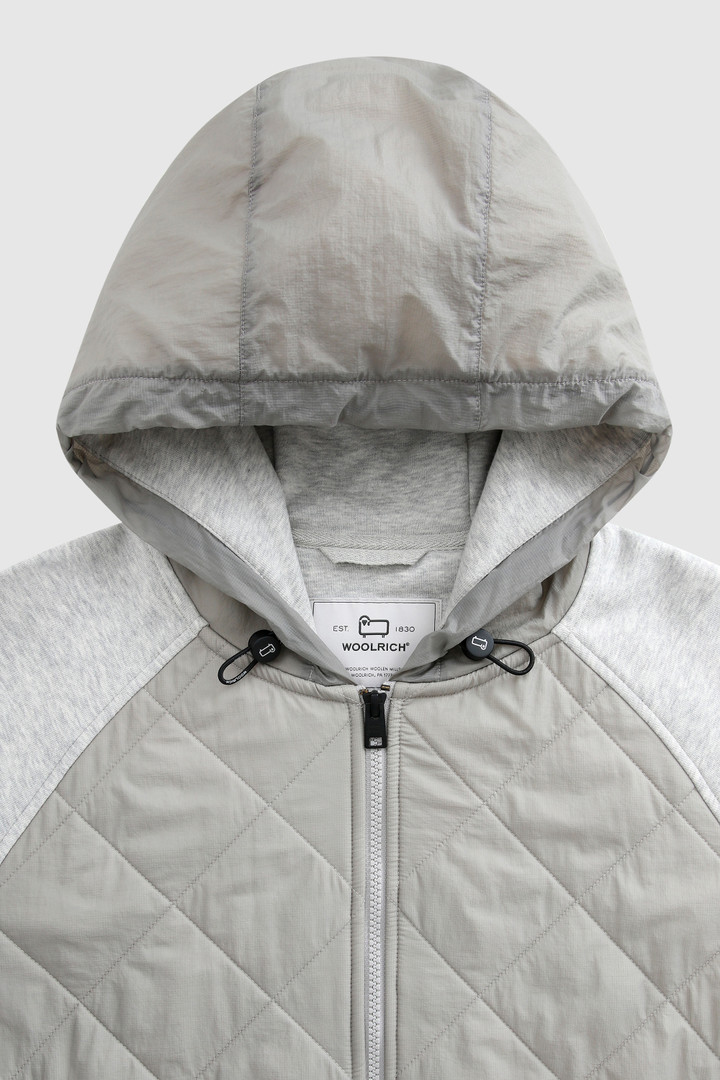 Full-Zip Hoodie with Crinkle Nylon Quilting Grey photo 4 | Woolrich