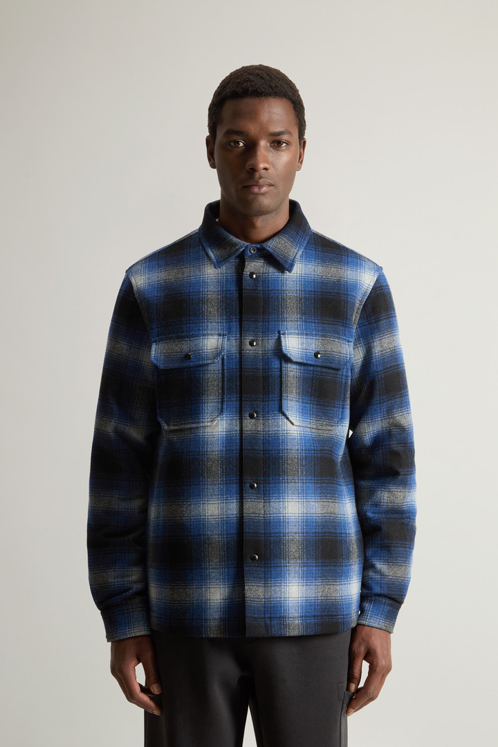 Alaskan Padded Overshirt in Checked Italian Wool Blend Blue photo 1 | Woolrich