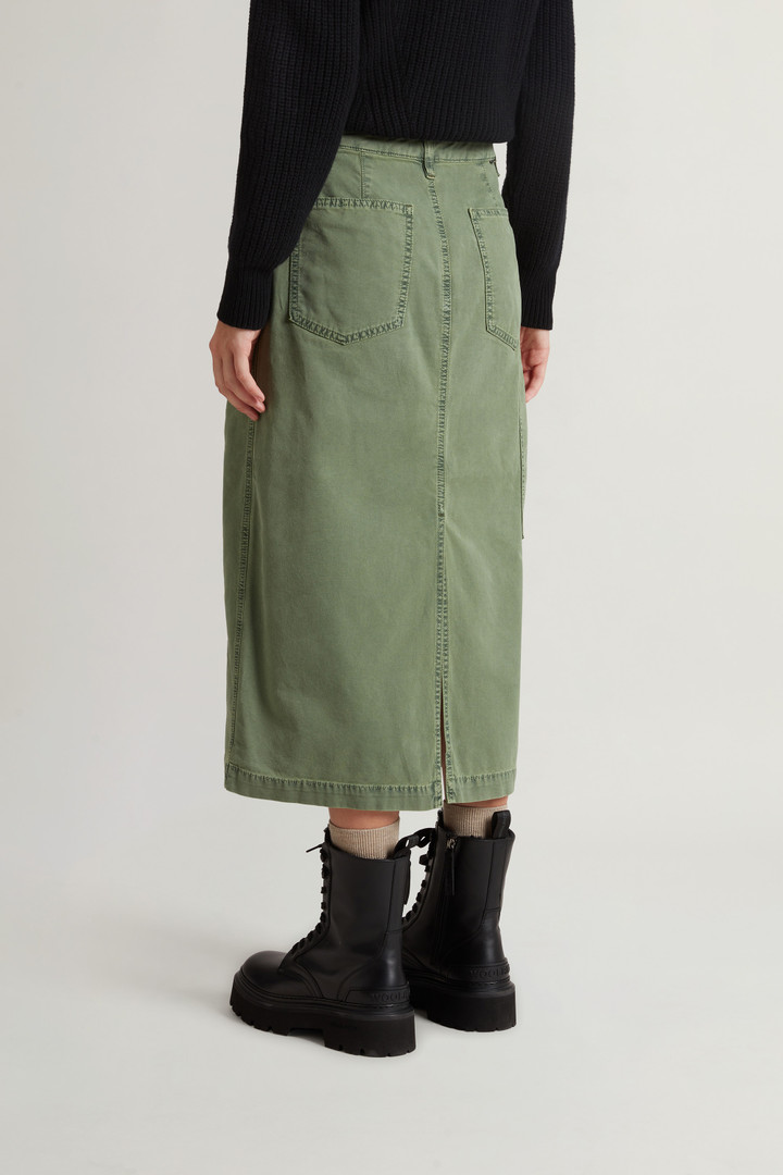 Garment-Dyed Midi Skirt in Stretch Cotton Green photo 3 | Woolrich