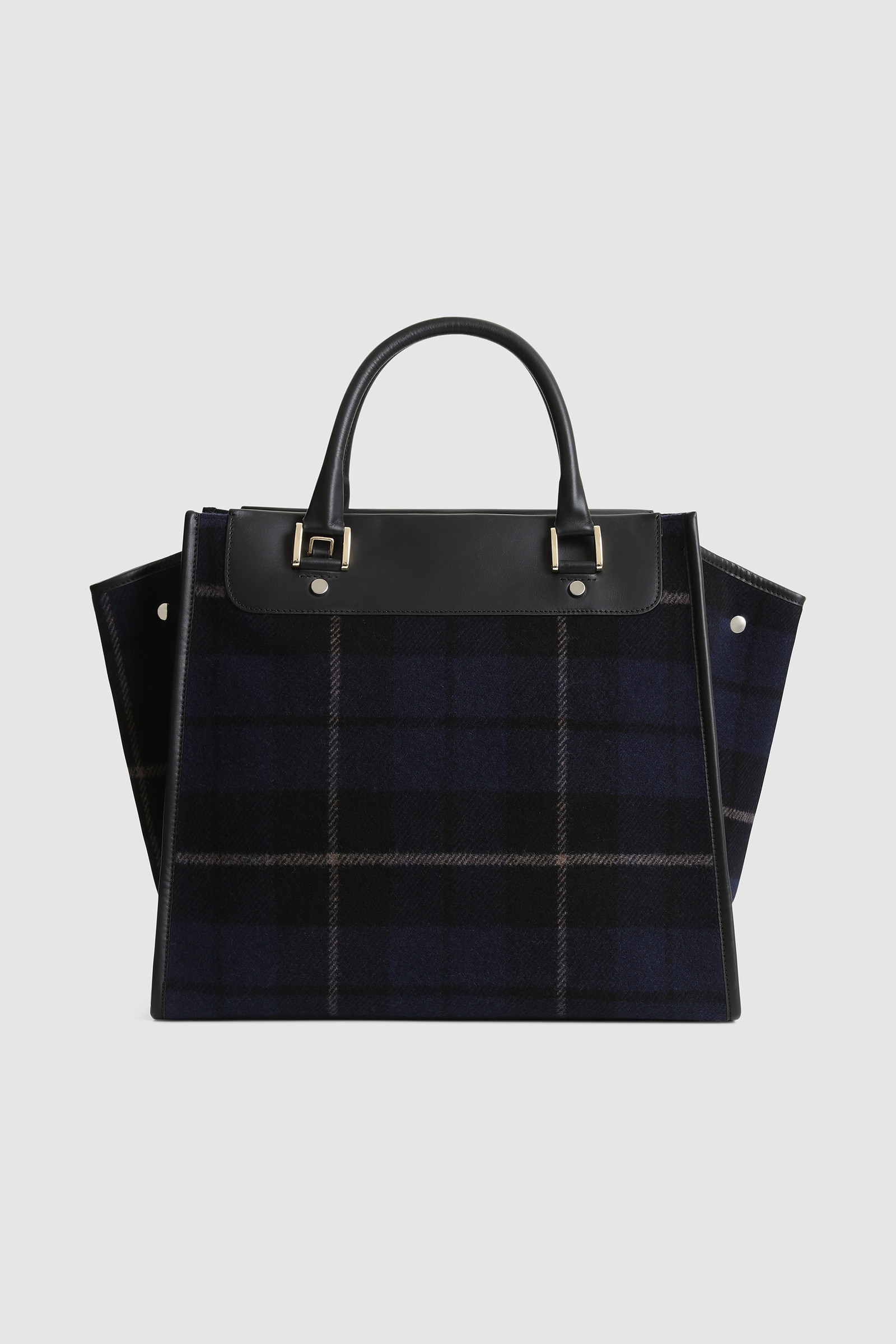 Bolso tote de lana oversize con estampado de cuadros