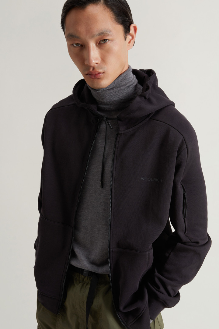 Cotton Hoodie with Reflective Logo Black photo 4 | Woolrich