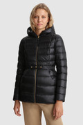 Abbie quilted Jacket in satin nylon with hood
