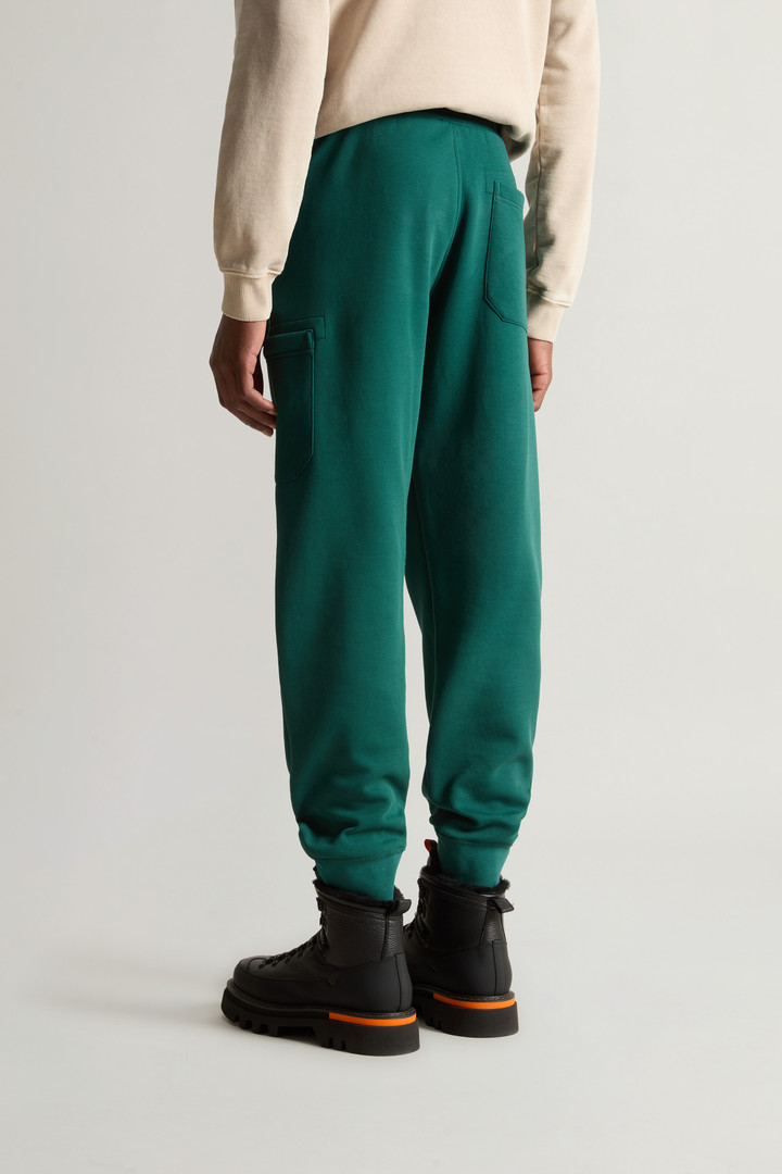 Pantalon en coton molletonné mélangé à logo Vert photo 3 | Woolrich