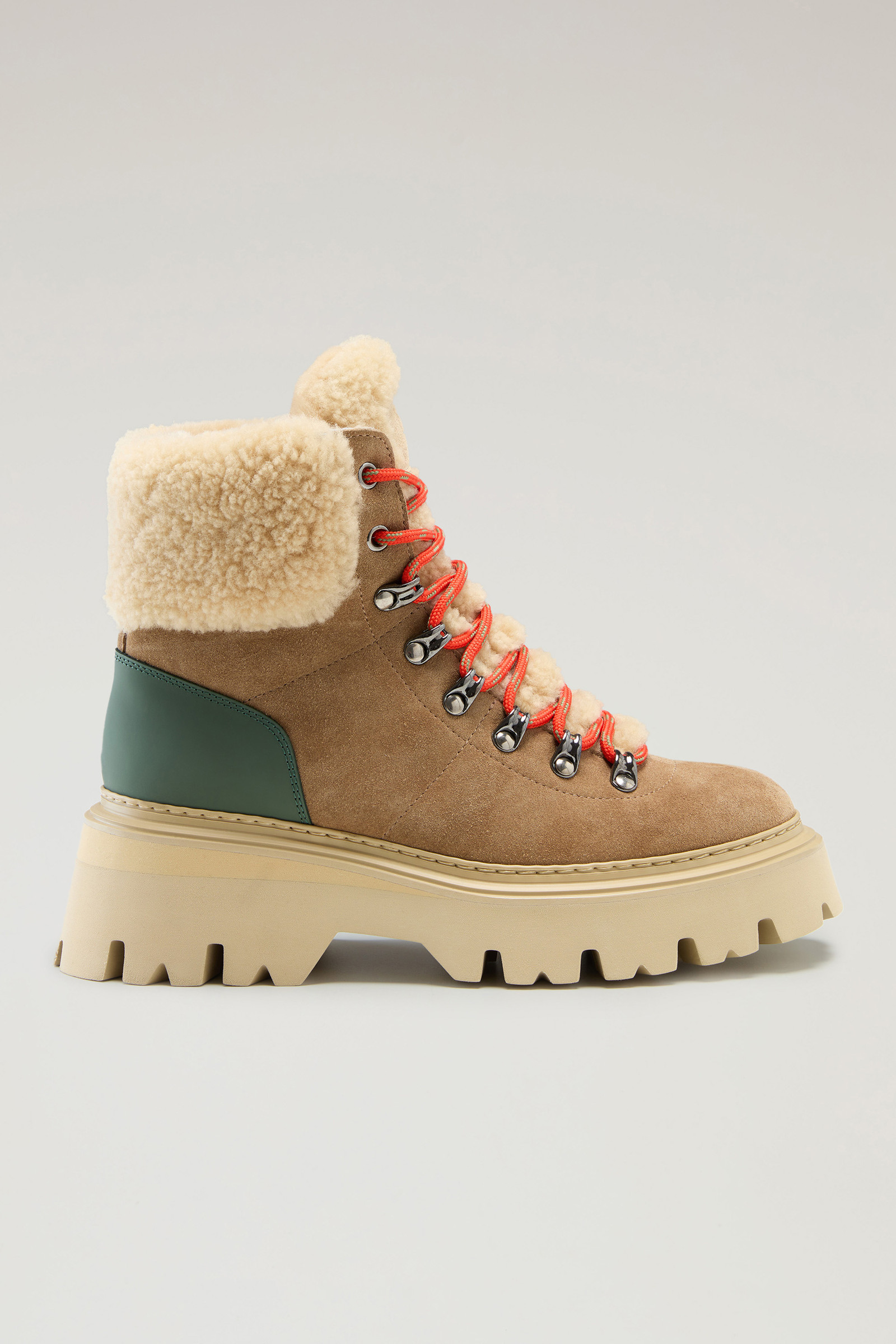 Women's Hiking Boots in Suede and Sheepskin Beige | Woolrich USA