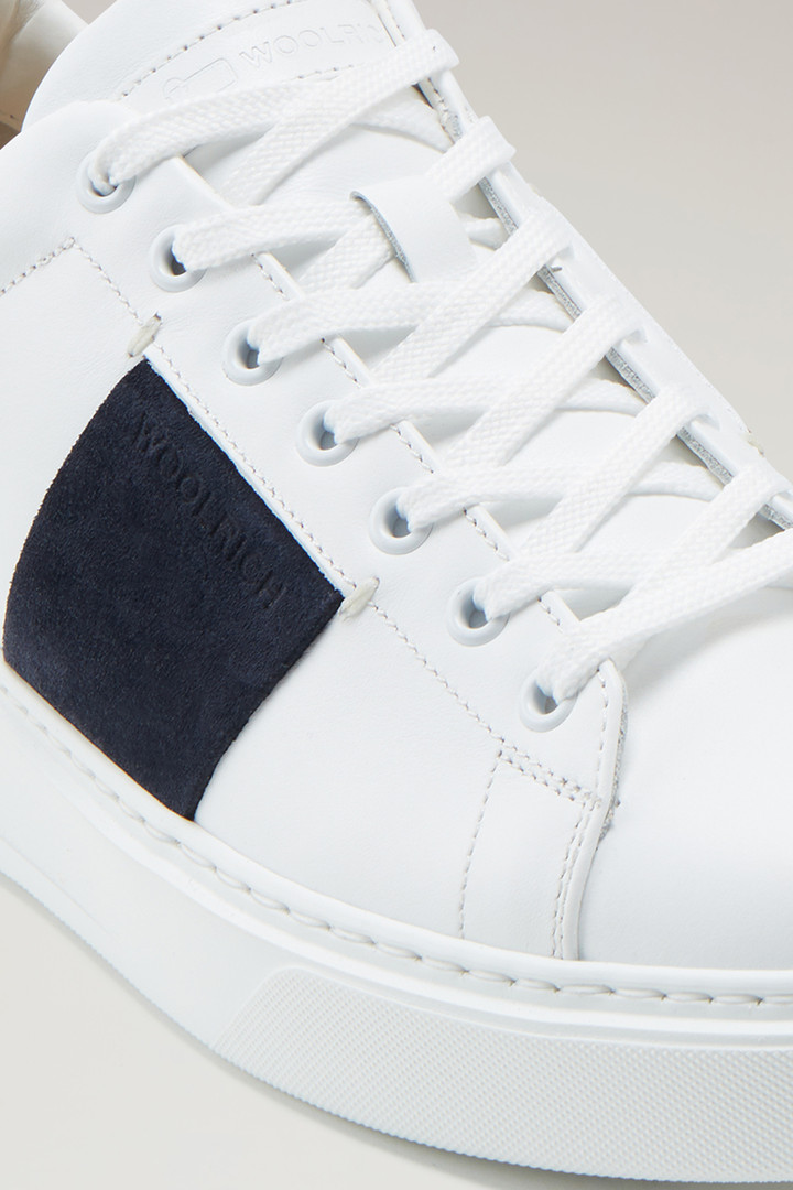 Classic Court Sneakers in Leather with Contrast Suede Side Band White photo 5 | Woolrich