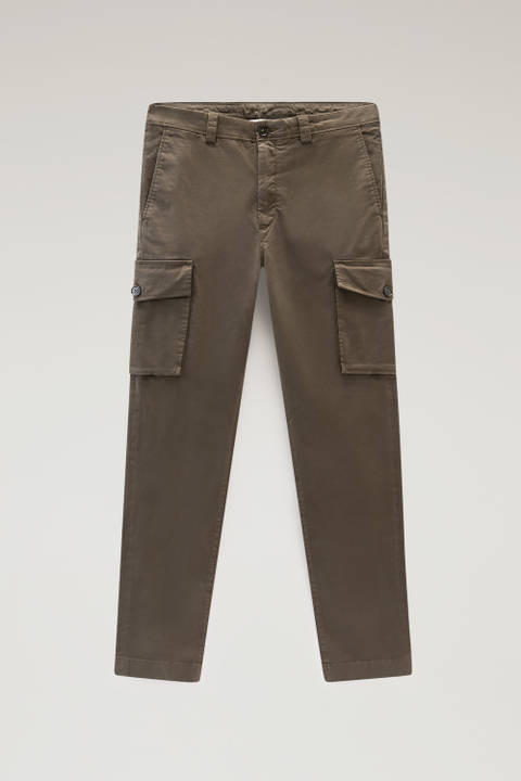 Garment-Dyed Cargo Pants in Stretch Cotton Twill Green photo 2 | Woolrich