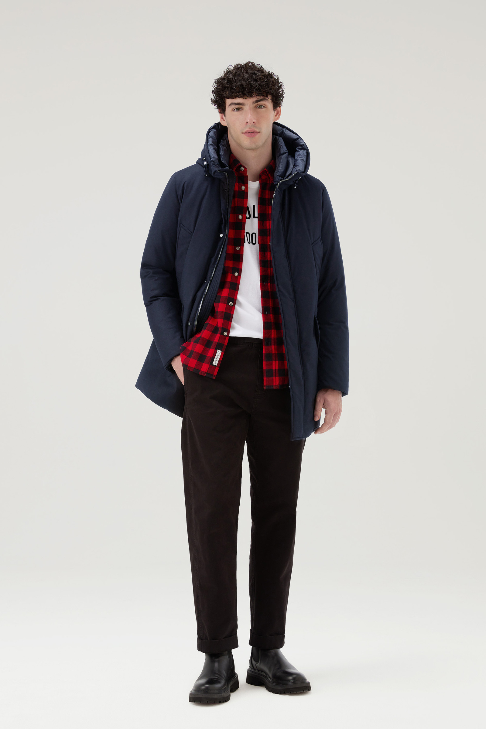 Parka in Italian Wool and Silk Blend Crafted with a Loro Piana Fabric - Men  - Blue