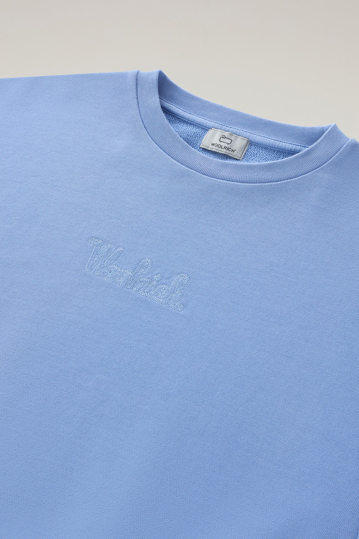 Sweat-shirt à col rond en pur coton avec logo brodé Bleu photo 6 | Woolrich
