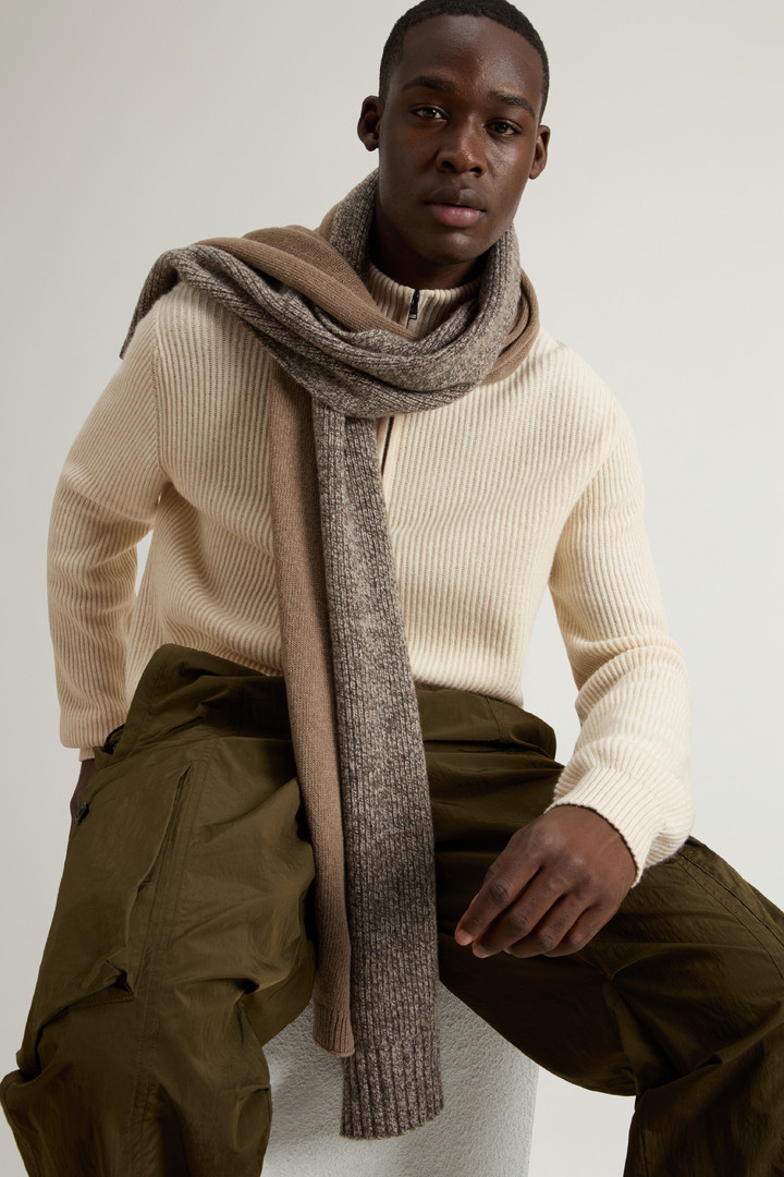 Half-Zipper Turtleneck Sweater in Wool and Cashmere Blend Beige photo 4 | Woolrich
