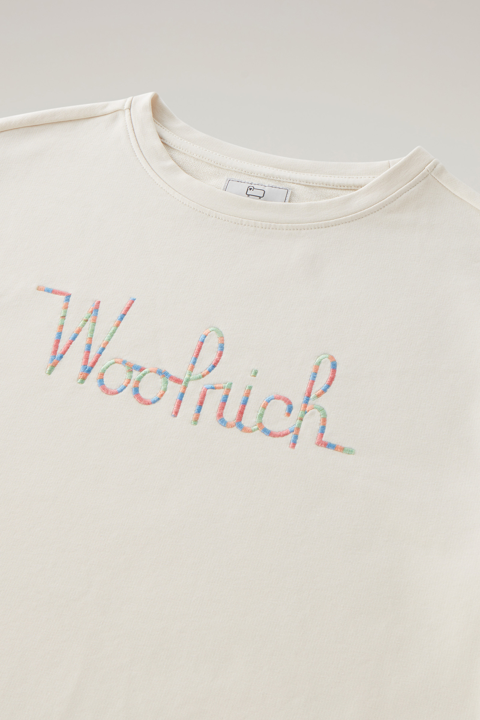 Maglia da bambina girocollo in cotone felpato con maniche ampie bianco photo 3 | Woolrich