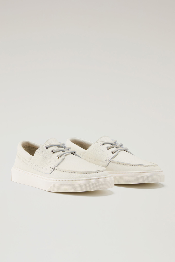 Tumbled Leather Boat Shoes White photo 2 | Woolrich