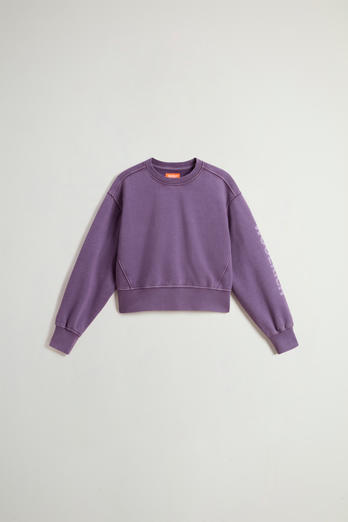 Teen Girls’ Garment-Dyed Crewneck Sweatshirt in Pure Cotton Purple | Woolrich