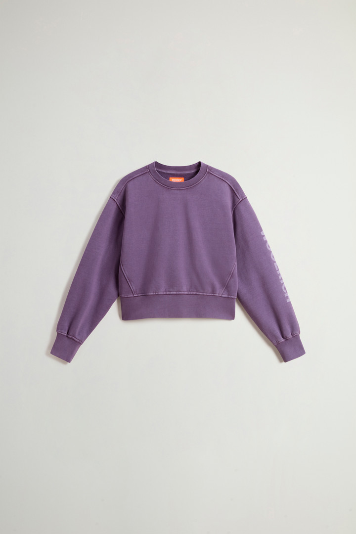 Teen Girls’ Garment-Dyed Crewneck Sweatshirt in Pure Cotton Purple photo 1 | Woolrich