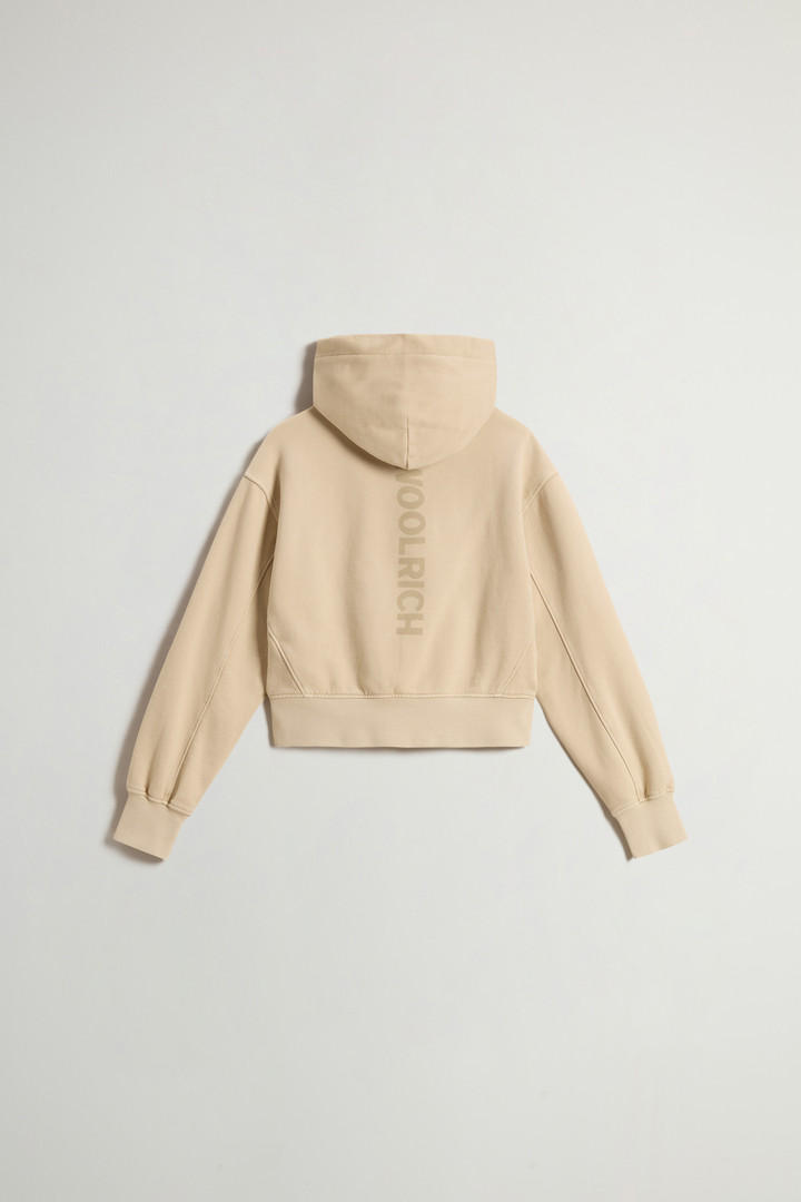 Teen Girls’ Garment-Dyed Cropped Hoodie in Pure Cotton Beige photo 2 | Woolrich
