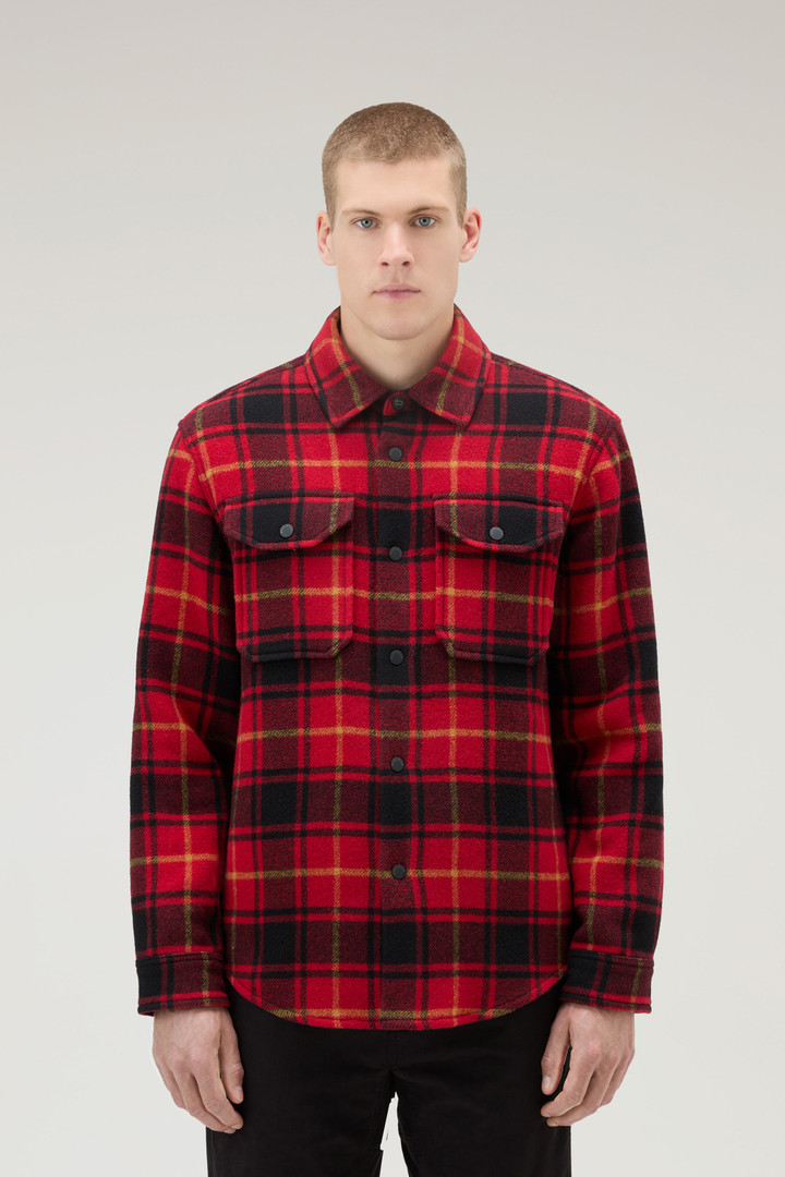 Men's Alaskan Check Overshirt in Bonded Wool Blend Red - Woolrich