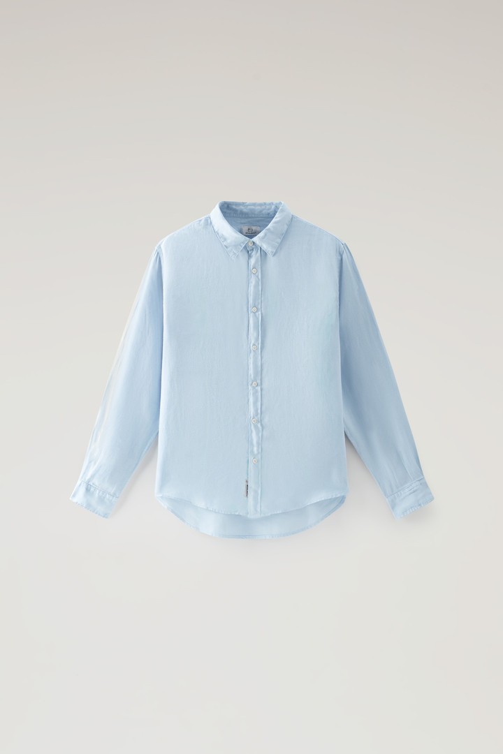 Garment-Dyed Pure Linen Shirt Blue photo 5 | Woolrich