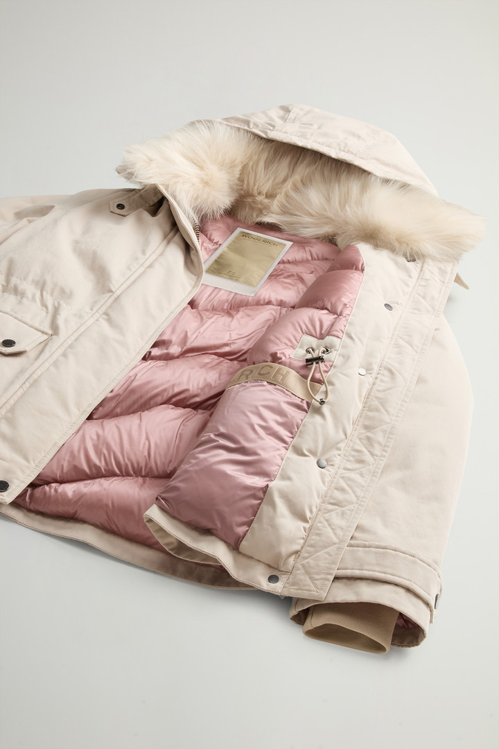 Short Arctic Parka in Mountain Cloth with Removable Hood and Fur Beige photo 10 | Woolrich