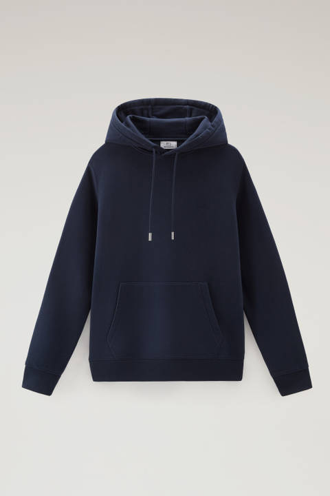 Hoodie in Cotton Fleece with Embroidered Logo Blue photo 2 | Woolrich