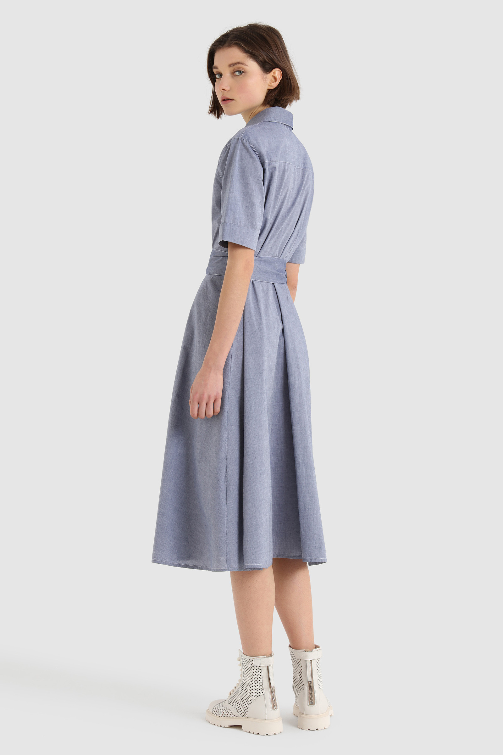 Long Dress in Light Chambray Cotton Blue photo 3 | Woolrich