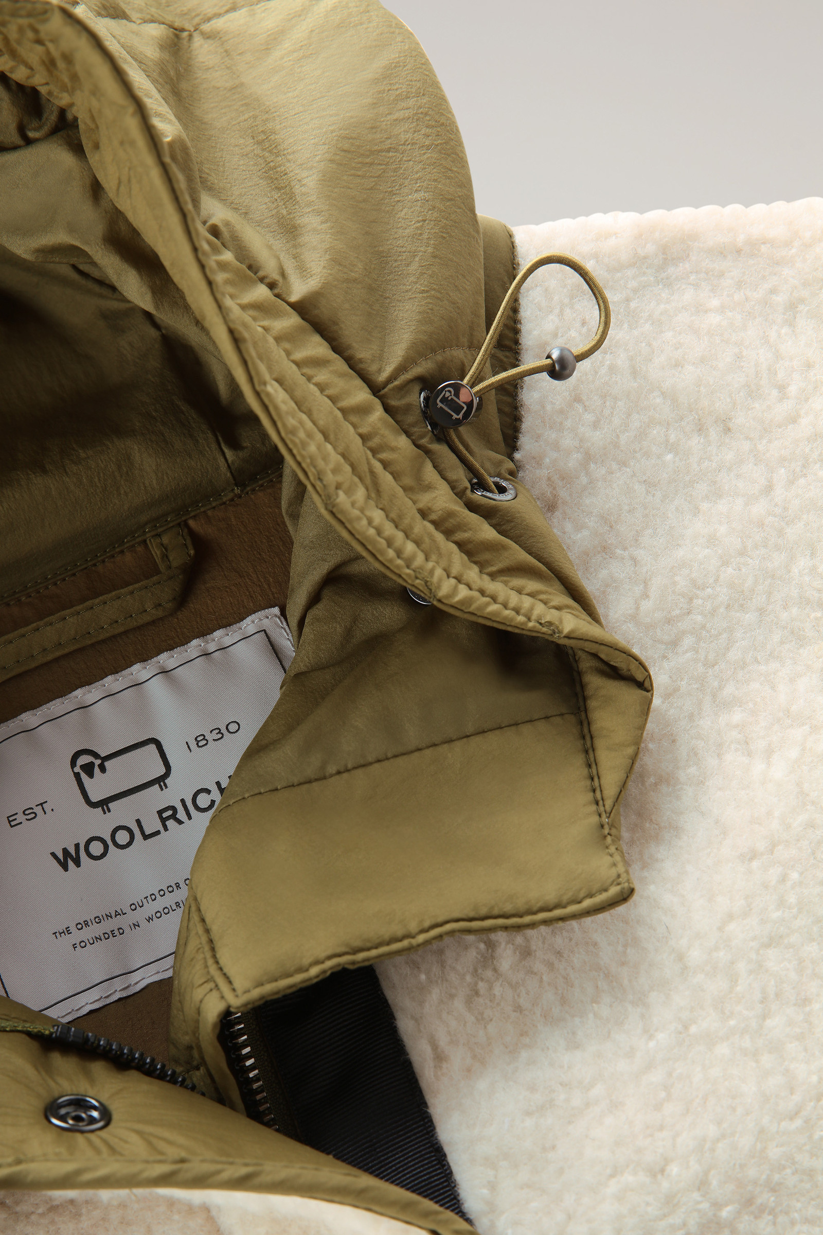 Alba Parka in Crinkle Nylon and Sherpa Green photo 7 | Woolrich
