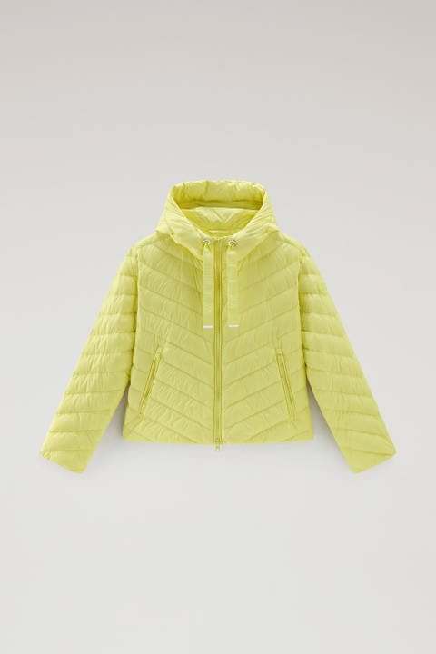 Microfibre Jacket with Chevron Quilting and Hood Yellow photo 2 | Woolrich