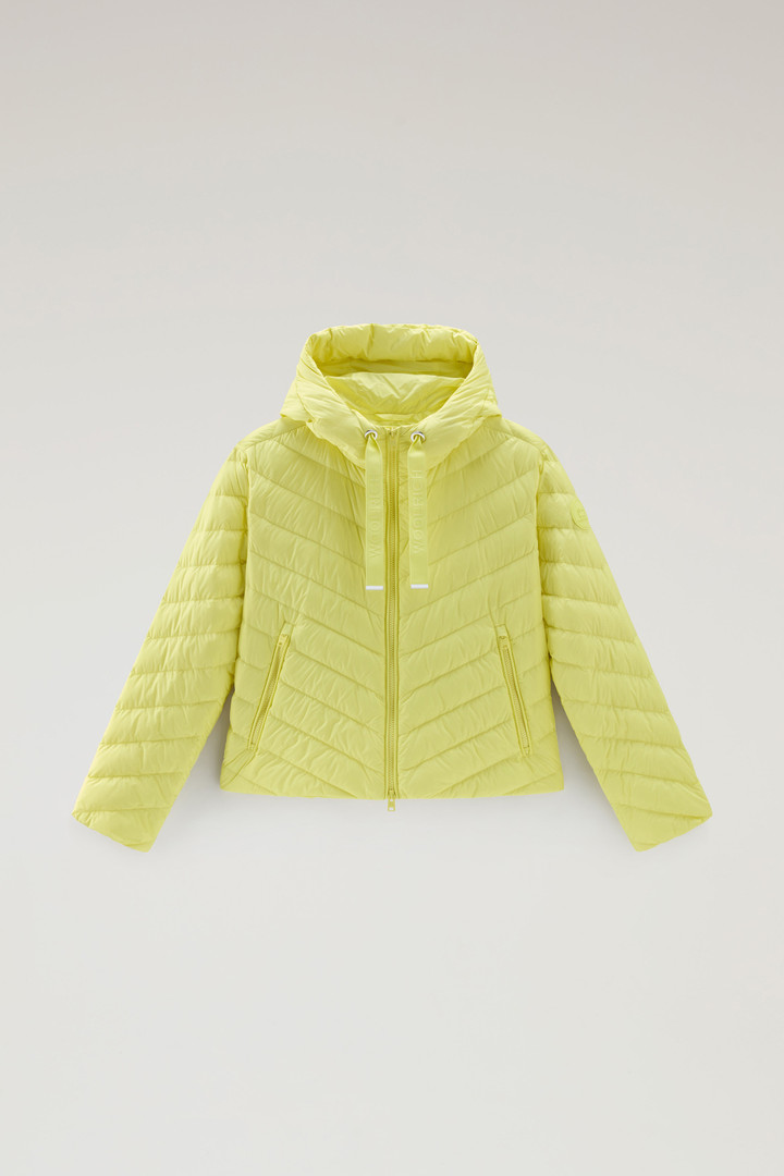 Microfibre Jacket with Chevron Quilting and Hood Yellow photo 5 | Woolrich