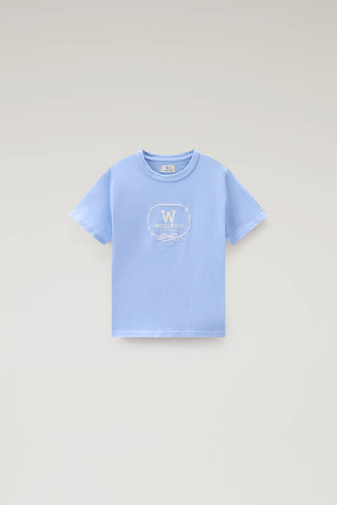 T-shirt voor jongens van zuiver katoen met grafische print Blauw | Woolrich