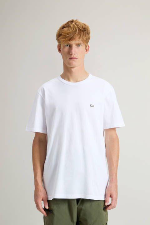 T-shirt Sheep en pur coton avec écusson Blanc | Woolrich