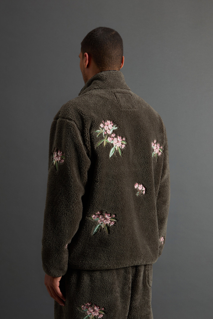 Sherpa Fleece Sweatshirt with Floral Embroidery by Todd Snyder Green photo 3 | Woolrich