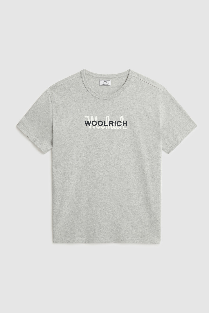 T-shirt en coton avec grand logo Gris photo 1 | Woolrich