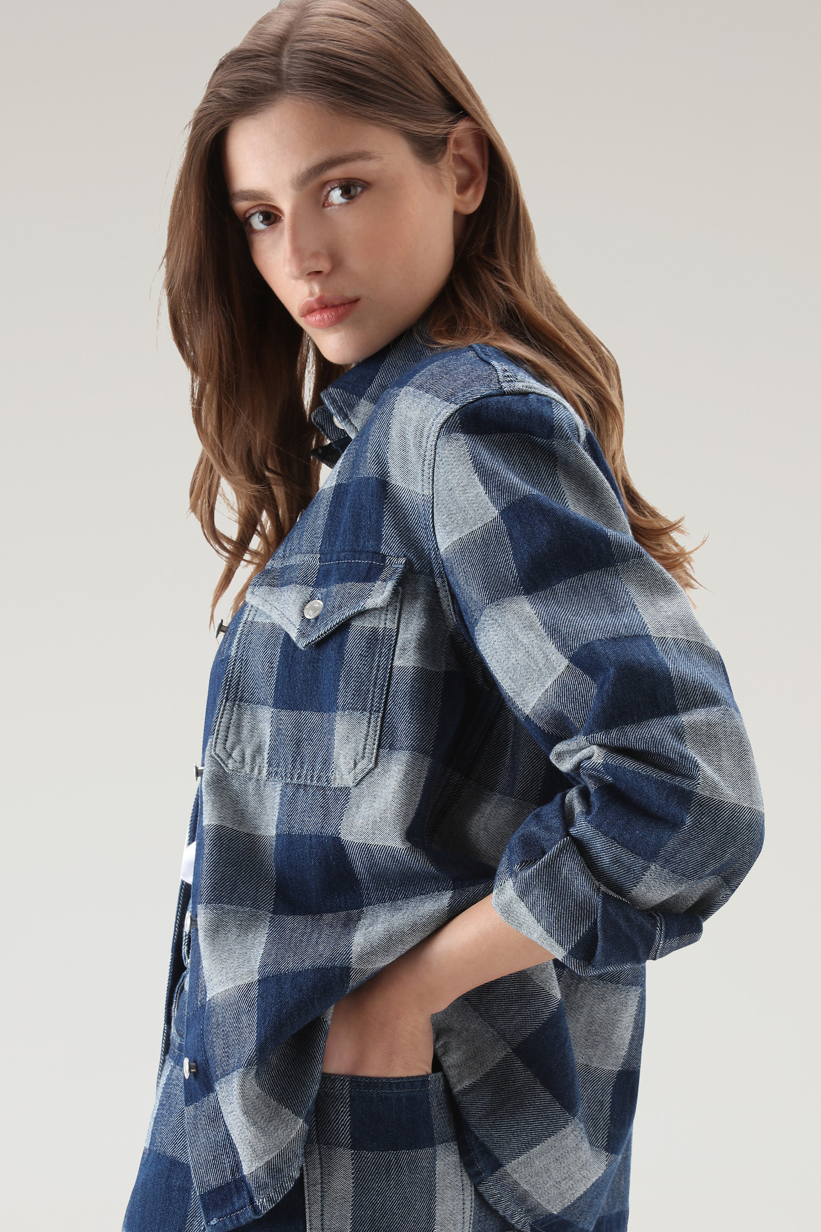 Check Shirt in Pure Cotton Denim Blue photo 4 | Woolrich