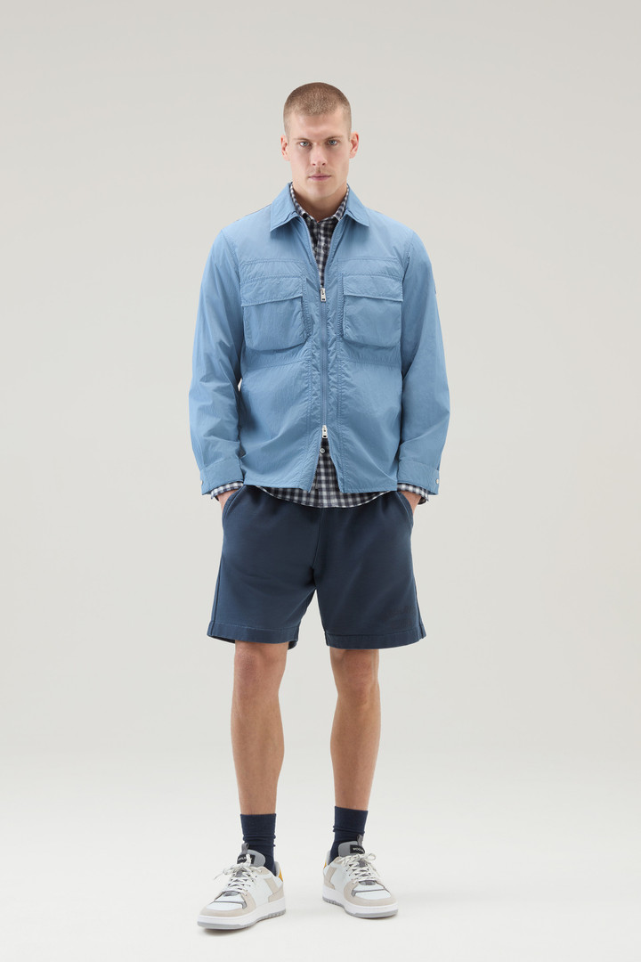 Bermuda Sports Shorts in Pure Cotton Fleece with Drawstring Blue photo 2 | Woolrich