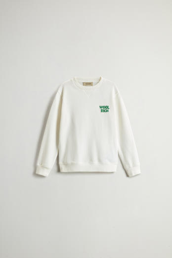 Boys’ Garment-Dyed Pure Cotton Crewneck Sweatshirt White | Woolrich