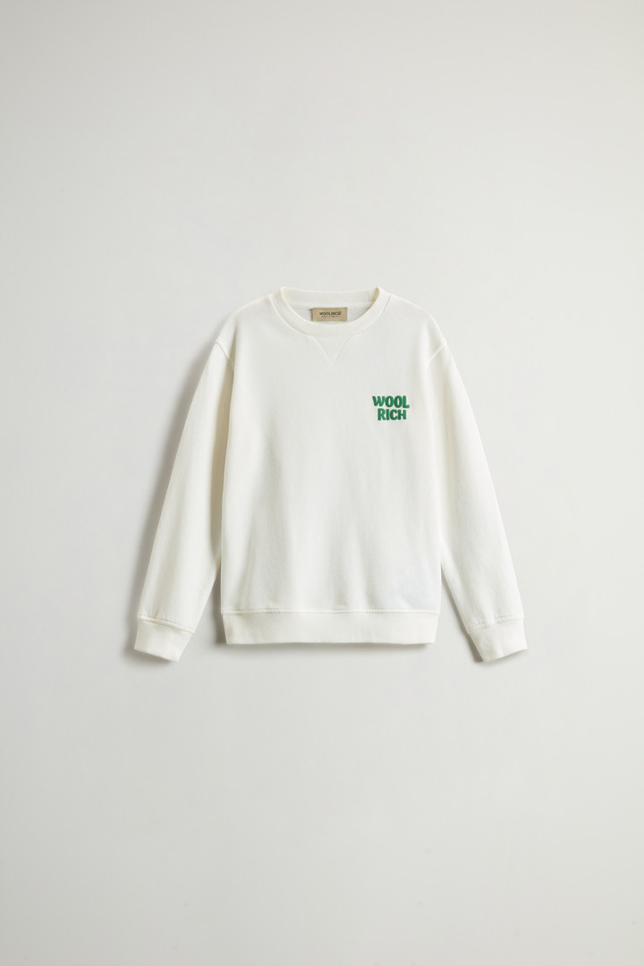 Boys’ Garment-Dyed Pure Cotton Crewneck Sweatshirt White photo 1 | Woolrich