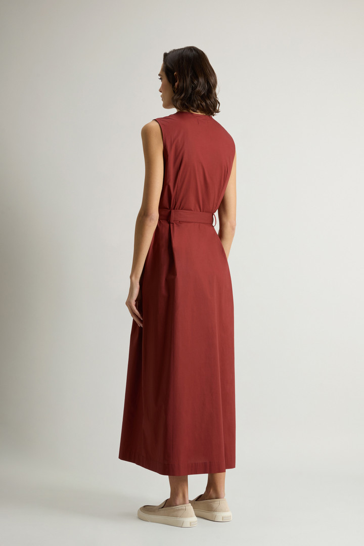 Sleeveless Dress in Pure Cotton Poplin Red photo 3 | Woolrich