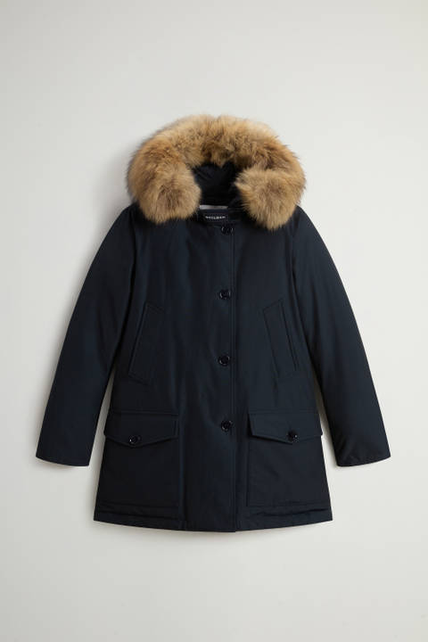 Arctic Parka in Ramar Cloth with Four Pockets and Detachable Fur Blue photo 2 | Woolrich