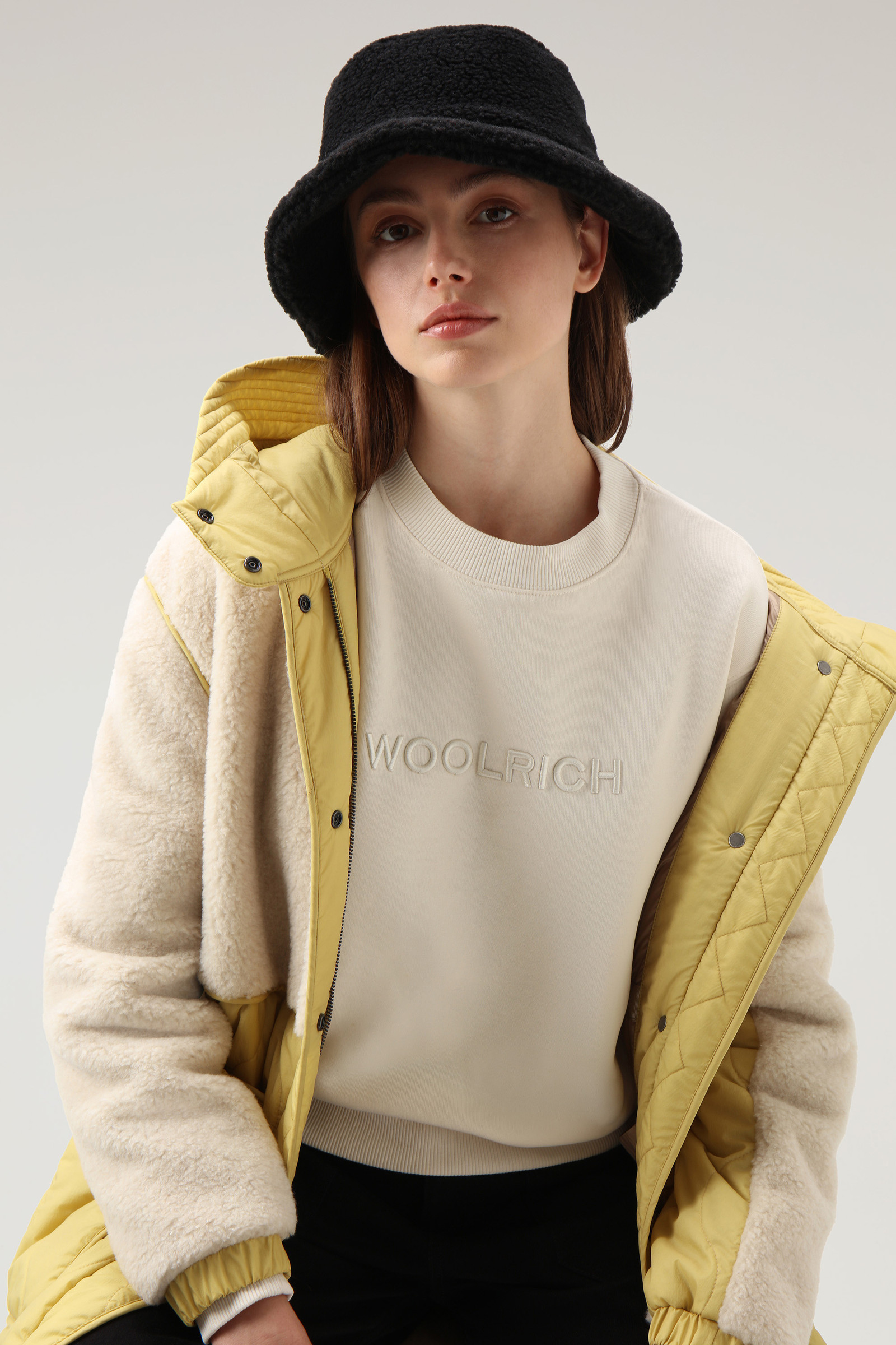 Embroidered Logo Fleece Sweatshirt White photo 4 | Woolrich