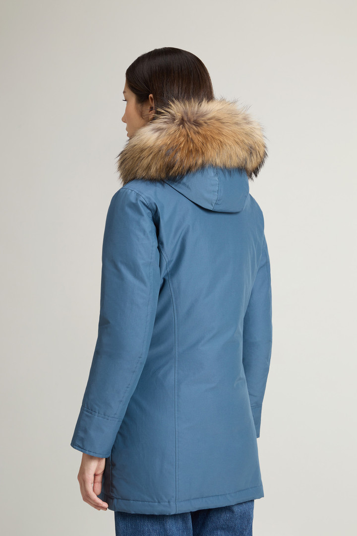 Arctic Parka in Ramar Cloth with Detachable Fur Trim Blue photo 3 | Woolrich