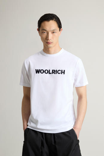 Pure Cotton T-Shirt with Embroidered Logo White | Woolrich