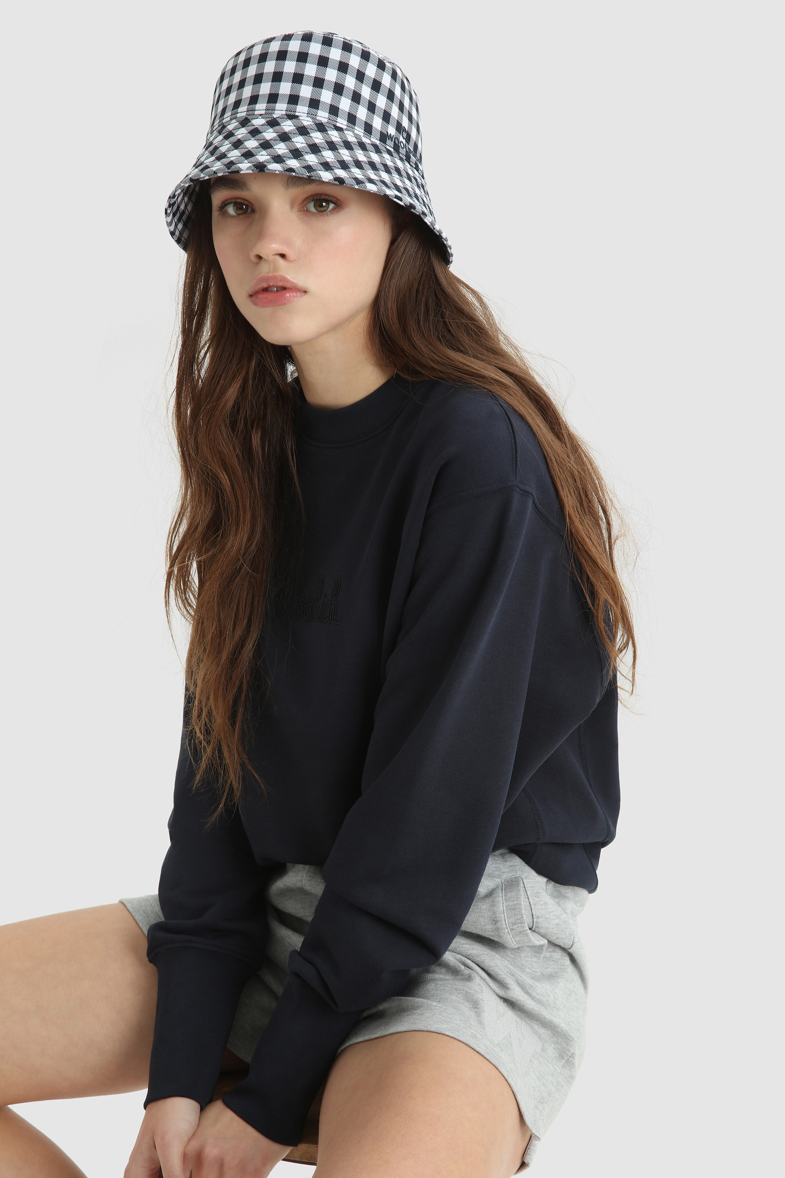 Sudadera de cuello redondo con logotipo frontal bordado azul photo 2 | Woolrich